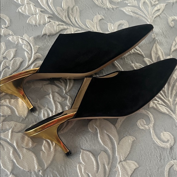 Paul Andrew Black suede and Gold Mules - Picture 7 of 10